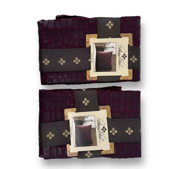 Patricia Nash Faux Croc Embossed Euro Sham Set Of Two Plum Red - Picture 3 of 9